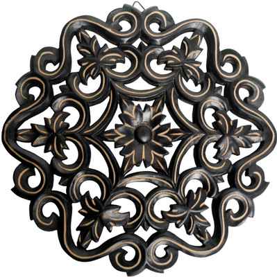 33% OFF on Pindia Wood Black Fancy Designer Handmade Home Decorative Wall Hanging Panel Showpiece - 27.9 cm