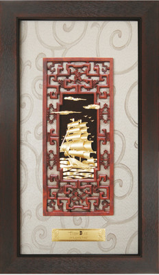 23% OFF on FineDor 24K Gold Leaf Frames Plain Sailing Showpiece - 69 cm