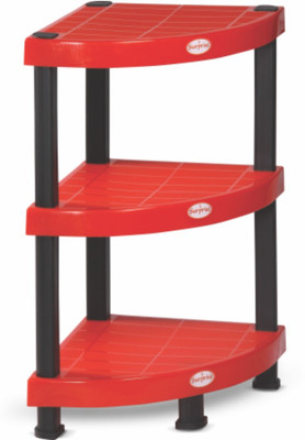 Surprise HEAVY DUTY CORNER SHELF Plastic Corner Table (Finish Color - Red)