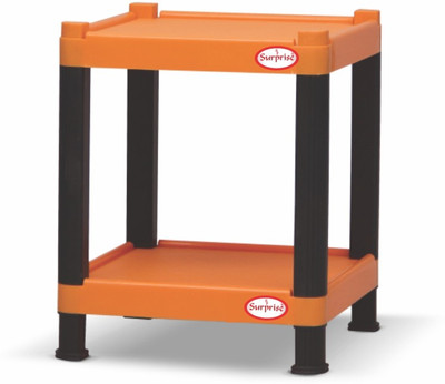 Surprise Heavy Duty Square Teapoy Plastic Bedside Table (Finish Color - Orange)