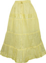Indiatrendzs Solid Women's A-line Yellow Skirt