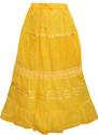 Indiatrendzs Solid Women's A-line Yellow Skirt
