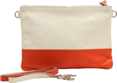 20% OFF on HX London Women Casual, Formal White, Orange Genuine Leather Sling Bag