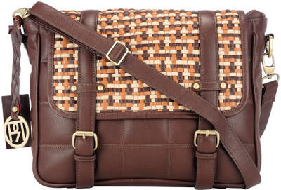 40% OFF on Phive Rivers Women Casual Brown Genuine Leather Sling Bag