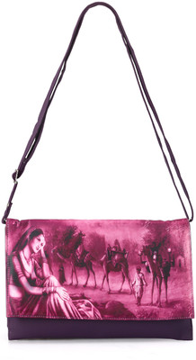 Frosty Fashion Women Casual Purple Genuine Leather Sling Bag