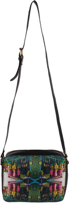 42% OFF on Artychoke Women Casual, Evening/Party Green, Black Genuine Leather Sling Bag