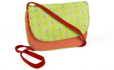 24% OFF on The Kala Shop Women Casual Orange Cotton Sling Bag