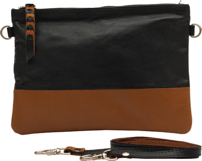 20% OFF on HX London Women Casual, Formal Black, Tan Genuine Leather Sling Bag