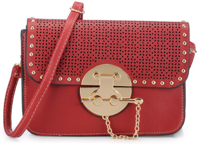 45% OFF on Naitik Products Women Casual Red PU Sling Bag