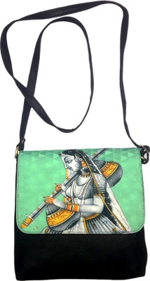 Bhamini Women Casual Black Cotton Sling Bag Bhamini Women Casual Black Cotton Sling Bag