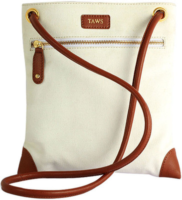 51% OFF on Taws Women Formal White Canvas Sling Bag