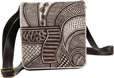 8% OFF on Rang Rage Men Casual Brown Canvas Sling Bag