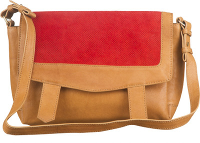 28% OFF on Neon By Paint Women Casual Tan Genuine Leather Sling Bag