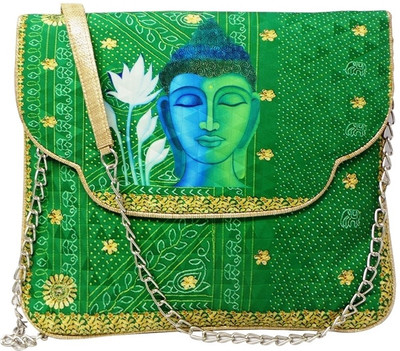 Bhamini Women Casual Green Cotton Sling Bag Bhamini Women Casual Green Cotton Sling Bag