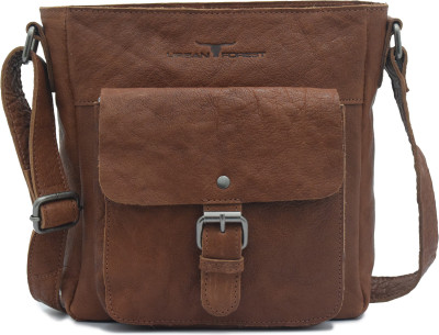 71% OFF on Urban Forest Men Casual Brown Genuine Leather Sling Bag