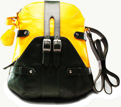 34% OFF on TWACH Women Casual Yellow, Black Genuine Leather Sling Bag