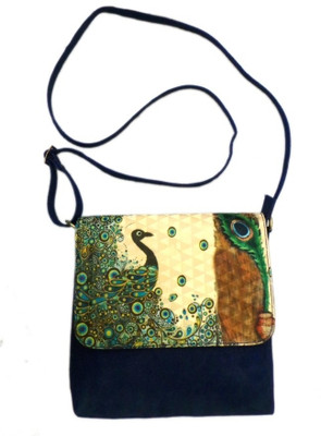 Bhamini Women Casual Blue Cotton Sling Bag Bhamini Women Casual Blue Cotton Sling Bag