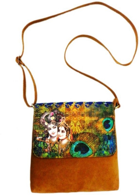 Bhamini Women Casual Brown Cotton Sling Bag Bhamini Women Casual Brown Cotton Sling Bag