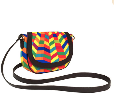 The Elephant Company Women Multicolor Cotton, PU Sling Bag The Elephant Company Women Multicolor Cotton, PU Sling Bag
