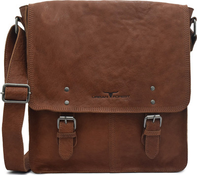 70% OFF on Urban Forest Men Casual Brown Genuine Leather Sling Bag