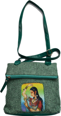 35% OFF on Fashion Jamun Women Casual, Festive Green Jute Sling Bag