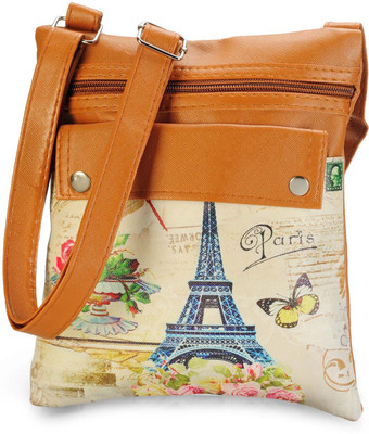 5% OFF on Dernier Cri Women Casual White, Tan PU Sling Bag