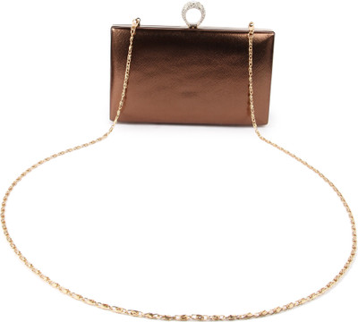 Kleio Girls, Women Festive, Formal, Evening/Party Gold, Brown Leatherette Sling Bag