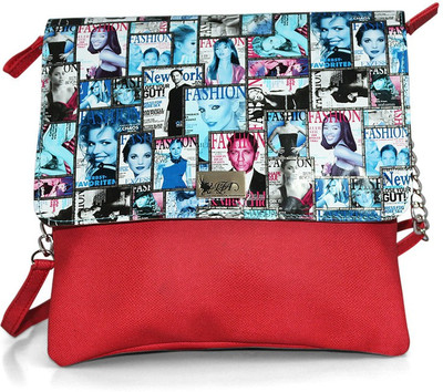 50% OFF on Fab Fashion Women, Girls Casual, Festive, Formal Red Leatherette Sling Bag
