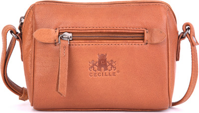 75% OFF on Cecille Women Brown Genuine Leather Sling Bag