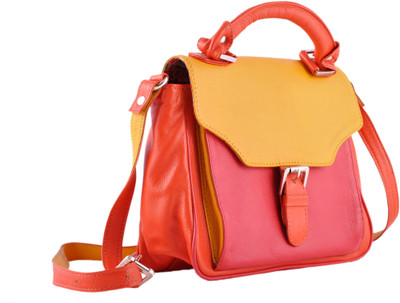 16% OFF on HX London Women Casual Orange, Yellow Genuine Leather Sling Bag