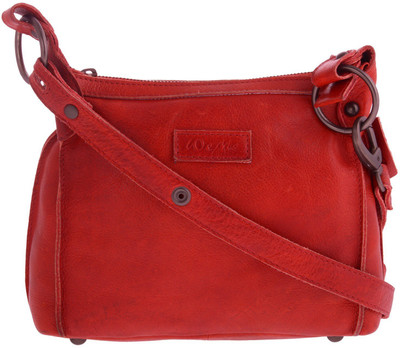 WeMe Women Casual Red Genuine Leather Sling Bag