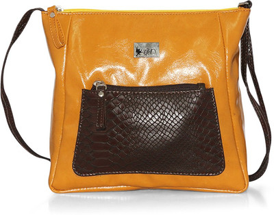 50% OFF on Fab Fashion Women, Girls Casual, Festive, Formal Yellow Leatherette Sling Bag