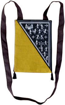 Villcart Warli Cotton Bag - Black And Ocher Sling Bag - Black-011