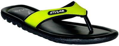 26% OFF on Stylar Neon Green And Black Stark Flip Flops