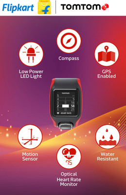 TomTom 1RA0.001.00 Runner Cardio GPS Watch Smartwatch (Black, Red Strap) 