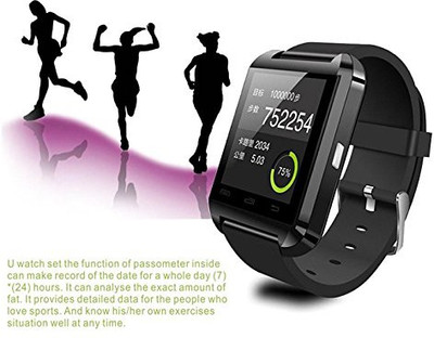 Gledati U8-Black Smart Watch Black Smartwatch (Black Strap) 