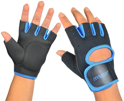 Cockatoo Pro Training Gym & Fitness Gloves (L, Black, Blue)