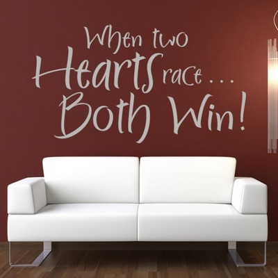 50% OFF on Ritzy Two Hearts Race Living Room Wall Quote Wall Decal Sticker