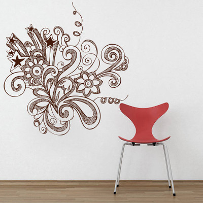 81% OFF on D��cor Kafe Decal Style Flower Pattern Wall Art Large Size-21*22 Inch Wall Sticker Sticker Pack of 1