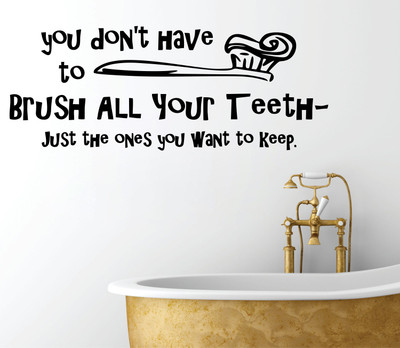 73% OFF on Decor Kafe Brush Your Teeth Wall Decal Medium Size-30 x 11 inch Black Vinyl Film Sticker Pack of 1