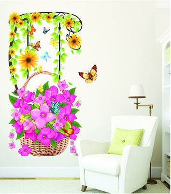 33% OFF on Pindia Hanging Flower Basket Wall Sticker