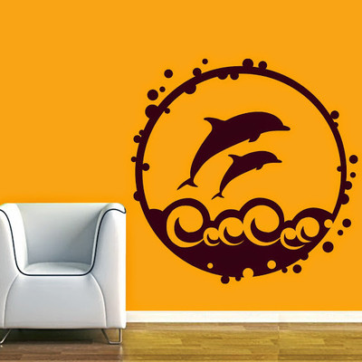 87% OFF on DeStudio Dolphin N Waves Two Size Tiny Wall Sticker