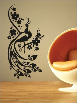 77% OFF on Wall1ders Peacock With Flowers PVC Vinyl Sticker Sticker Pack of 1