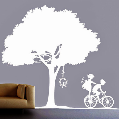 50% OFF on DeStudio DeStudio Kids Playing Under Tree One Wall Stickers Size MEGA WALL STICKER Sticker