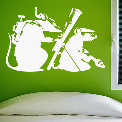 50% OFF on DeStudio Banksy Extermation Mice Graffiti Home Color White Size 150 X 60 Cms Wall Sticker