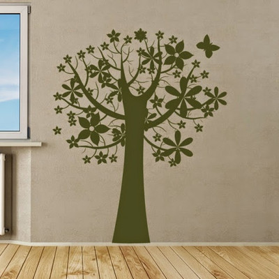 82% OFF on DeStudio Flowers Tree Butterfly Size Jumbo WALL STICKER Sticker