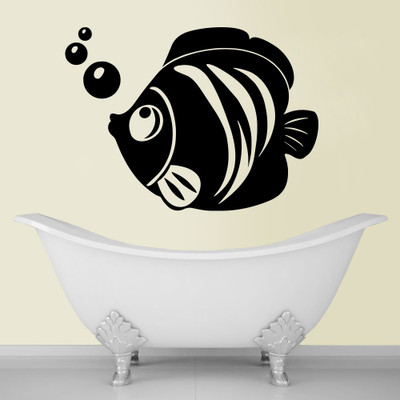65% OFF on Decor Kafe Decal Style Fish and Bubbles Bath Large Size-27 x 20 inch Black Vinyl Film Sticker Pack of 1