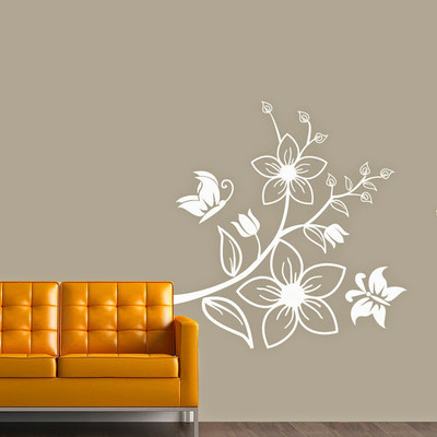 87% OFF on DeStudio Butterfly On Flowers One Size Tiny Wall Sticker