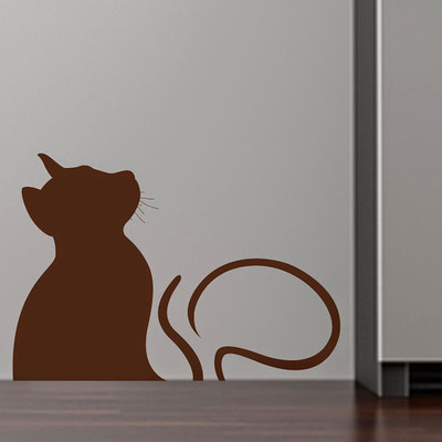 50% OFF on DeStudio Cat Silhouette Pets Cat Color Brown Size 150 X 60 Cms Wall Sticker