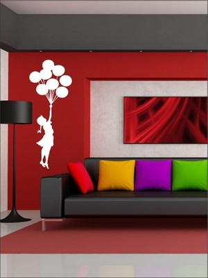 82% OFF on Wall1ders Girl With Baloon PVC Vinyl Sticker Sticker Pack of 1